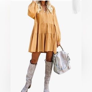 NWT! FancyInn- Cute, Tiered Shift, Pull-Over Dress W-/ Pockets- XS